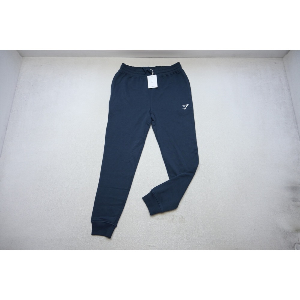 Gymshark Crest Jogger Mens Small Navy Blue Tapered Athletic Sweatpants New